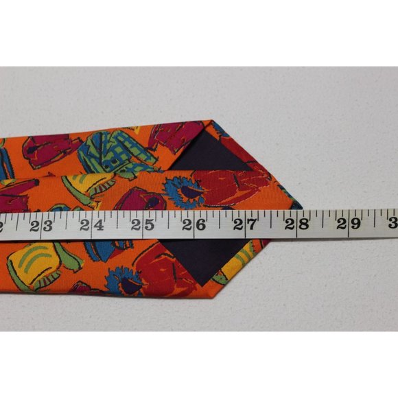 Gap vintage men's 90s Y2K novelty print Italian silk‎ tie - Picture 10 of 11